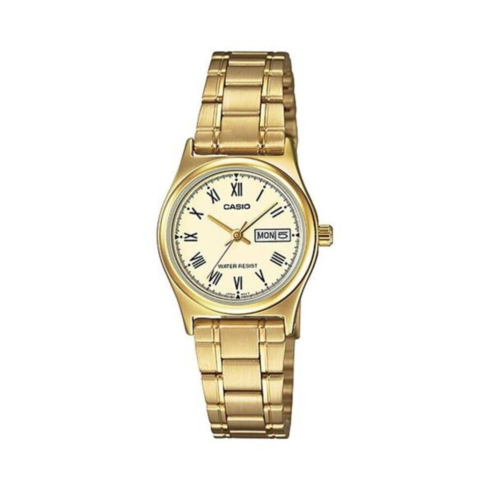 Casio Women’s Gold Stainless Steel Watch with Champagne Dial – LTP-V006G-9BUDF